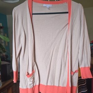 New York & Company Cream and Orange Cardigan Sweater